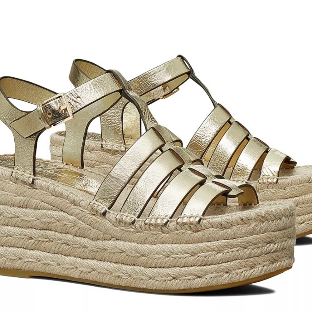 Tory Burch NWOT “Fisherman” Espadrille Wedge Platform Sandals